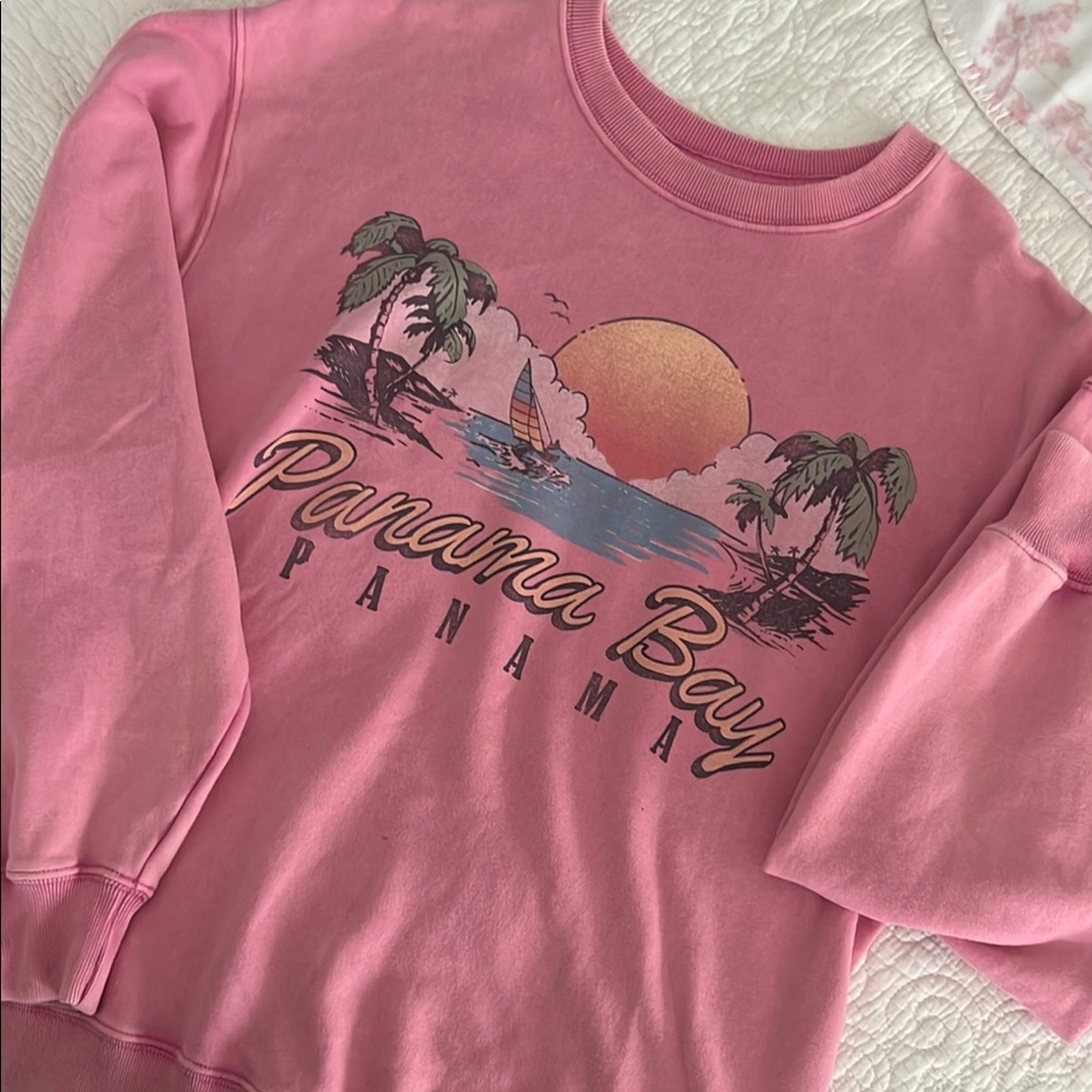 Hollister Pink Retro Beach Hoodie